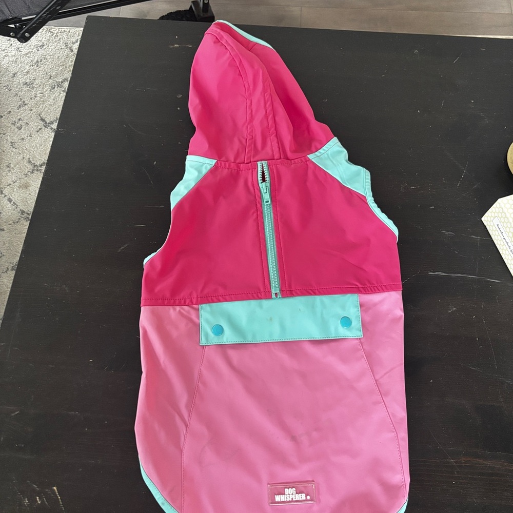 Vibrant Pink and Aqua Dog Raincoat